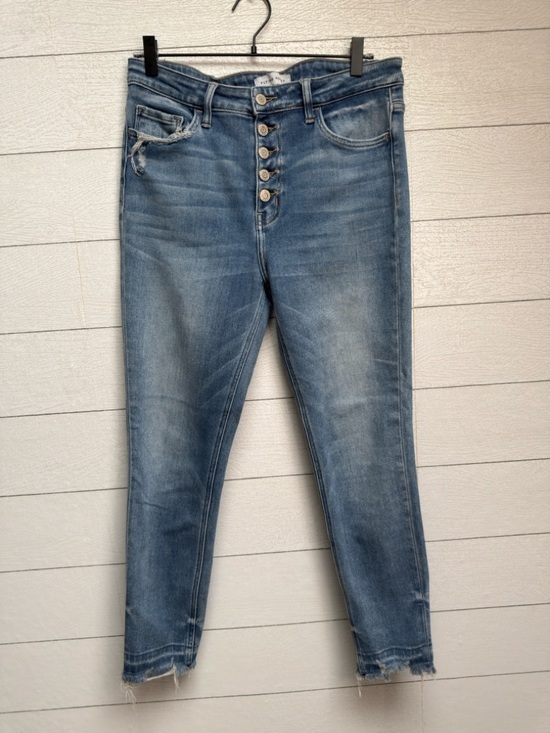 Flying Monkey Denim - Flying Monkey High Rise Button Fly Distressed Raw Hem Skinny Jeans Size 30/10